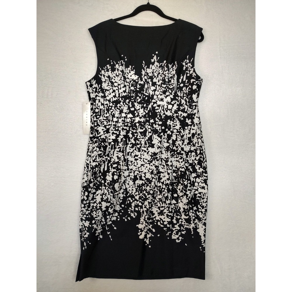 Tribal Womens Black White Abstract Splatter Sheath Dress Sleeveless Size 10 NWT - Picture 2 of 10